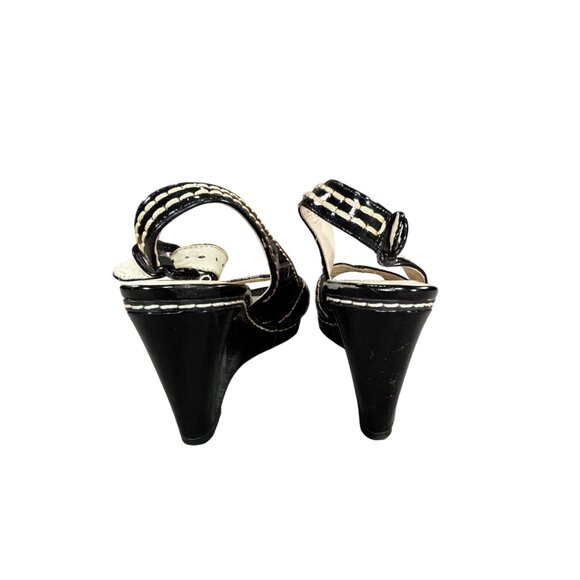 Nickels Black Roxanne Patent Wedge Slingback Heels 7M - Picture 6 of 8